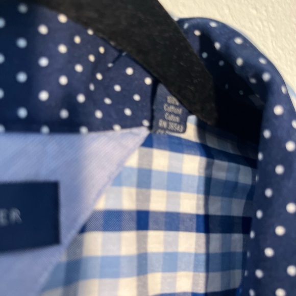 Tommy Hilfiger Mens Blue Checker Size 19 36/37  Button Up Preppy Shirt - Picture 5 of 7